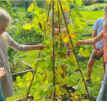 Kinderen in moestuin, foto Sanne Meijer